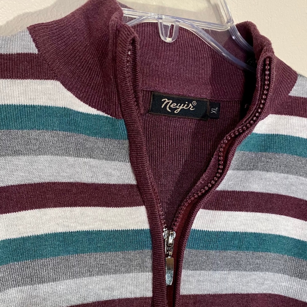 Soft Wool Sweater Knit Striped Sweater Jacket - Picture 5 of 12